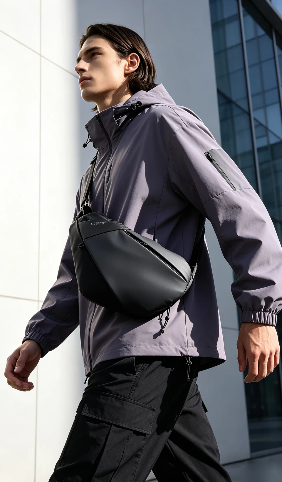 Tigernu Men Waterproof Crossbody Sling Bag Magnetic Buckle Multi Pocket Chest Bag For Travel Daily Commute