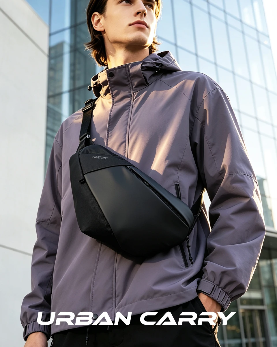 Tigernu Men Waterproof Crossbody Sling Bag Magnetic Buckle Multi Pocket Chest Bag For Travel Daily Commute