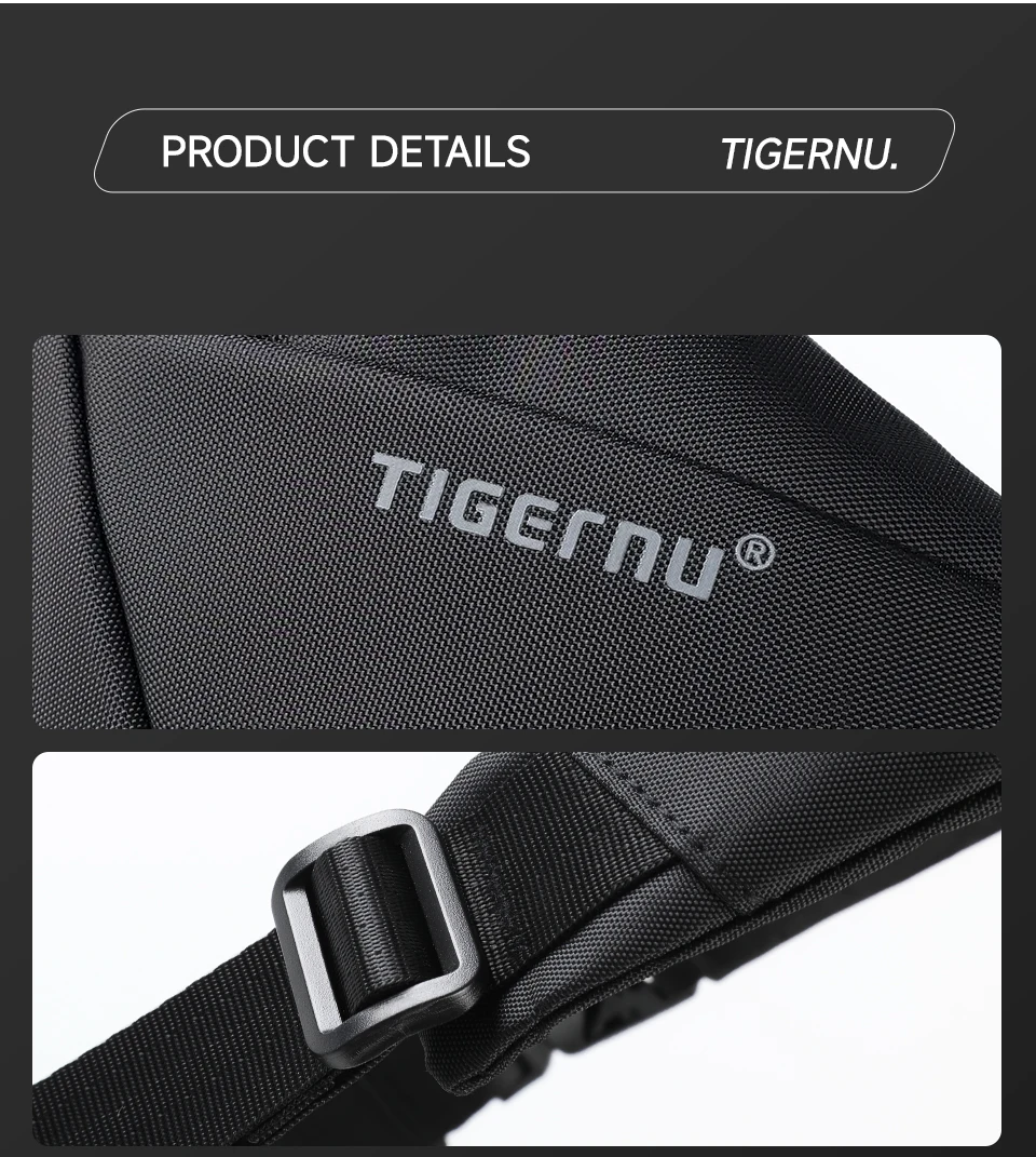 Tigernu Men Waterproof Crossbody Sling Bag Magnetic Buckle Multi Pocket Chest Bag For Travel Daily Commute