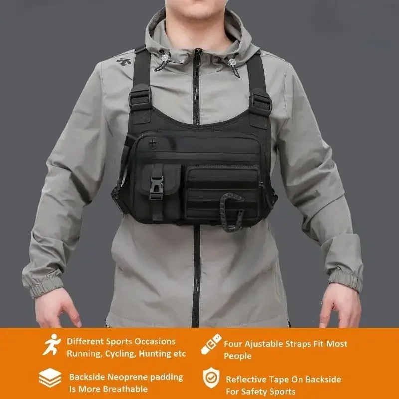 Chest Bags Outdoor Chest Bag For Men and Women, Tactical Vest For Running, Cycling, EDC Chest Pack Rig For Sports and Workouts