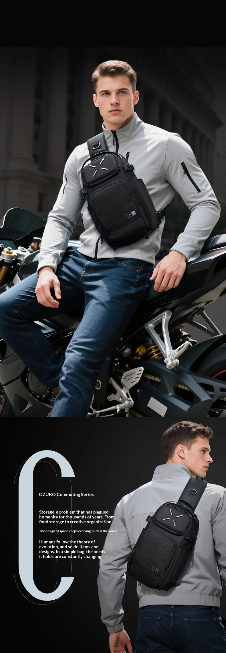 Men's Outdoor Leisure Cycling Crossbody Bag High-Quality Shoulder Bag Travel Waterproof Sports Fitness Chestbag