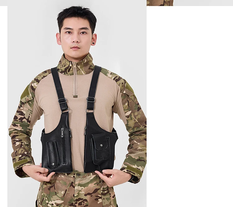 Genuine Leather Men Vest Bag Waist Packs High Quality Cowhide Leather Men Shoulder Bag Backpack Soft Leather Tactical Men Bag