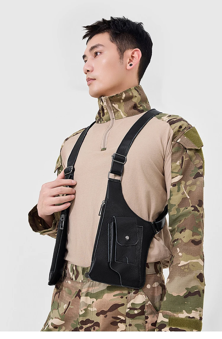 Genuine Leather Men Vest Bag Waist Packs High Quality Cowhide Leather Men Shoulder Bag Backpack Soft Leather Tactical Men Bag