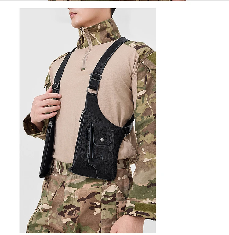 Genuine Leather Men Vest Bag Waist Packs High Quality Cowhide Leather Men Shoulder Bag Backpack Soft Leather Tactical Men Bag