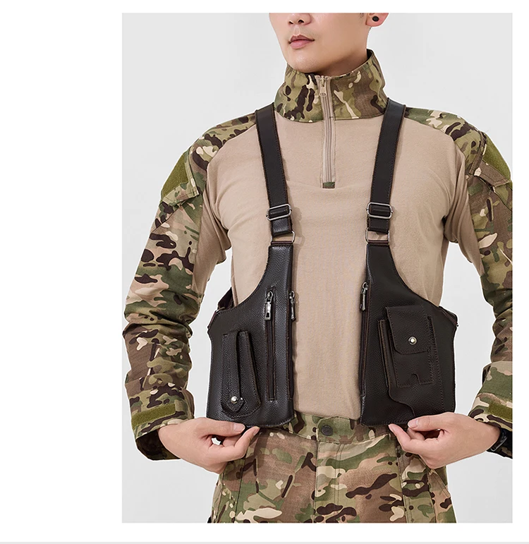 Genuine Leather Men Vest Bag Waist Packs High Quality Cowhide Leather Men Shoulder Bag Backpack Soft Leather Tactical Men Bag