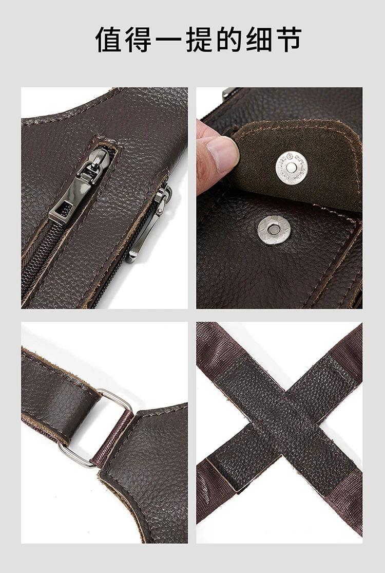 Genuine Leather Men Vest Bag Waist Packs High Quality Cowhide Leather Men Shoulder Bag Backpack Soft Leather Tactical Men Bag