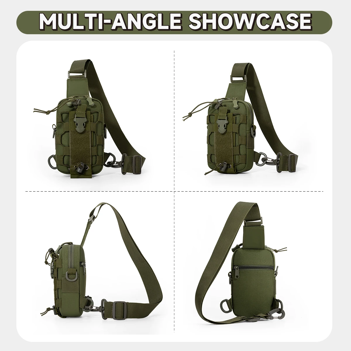 Outdoor Tactical Chest Bag Walkie-Talkie Nylon Cloth Bag Outdoor Sports Cycling Fitness Backpack Key Bag Multi-Pocket Bag Student