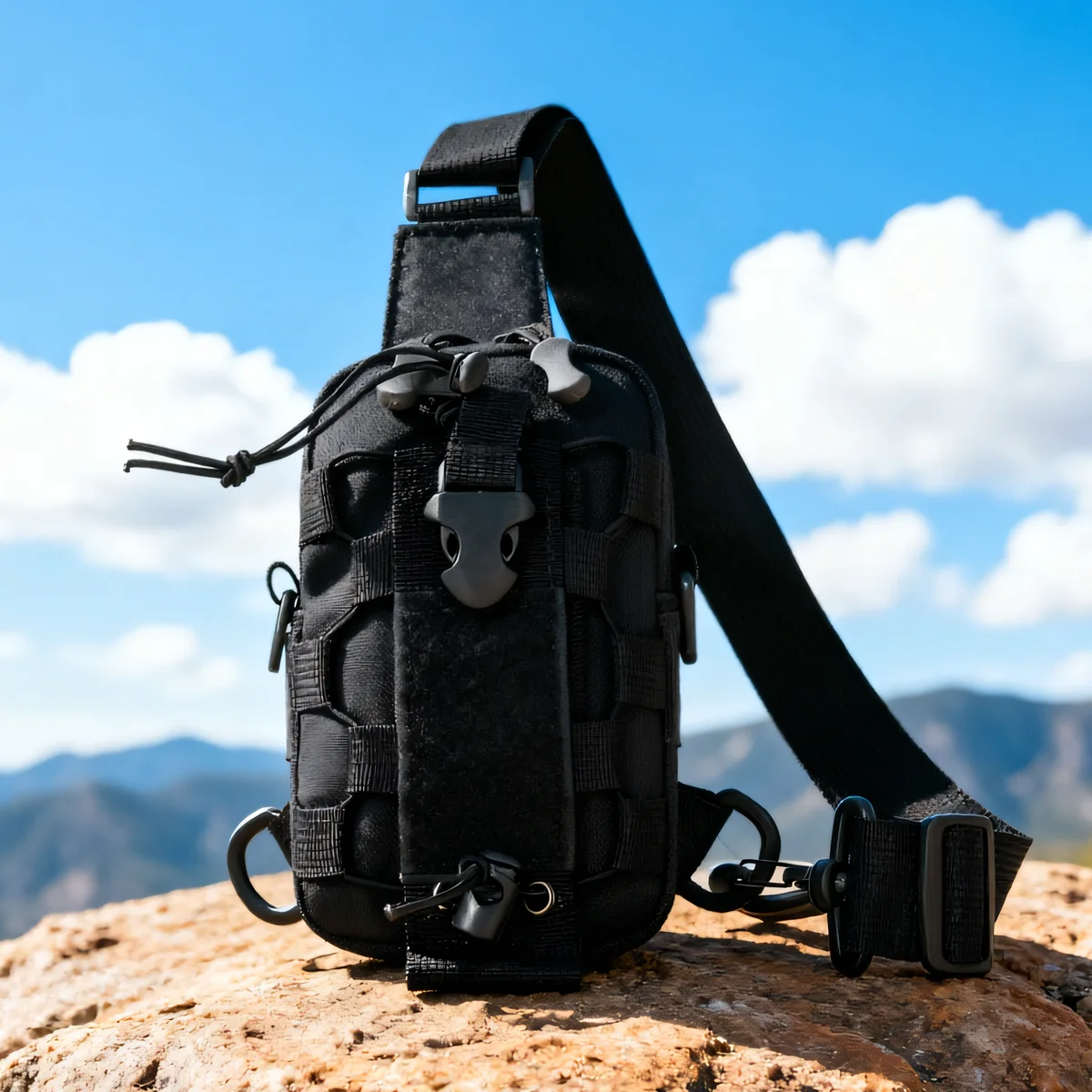 Outdoor Tactical Chest Bag Walkie-Talkie Nylon Cloth Bag Outdoor Sports Cycling Fitness Backpack Key Bag Multi-Pocket Bag Student