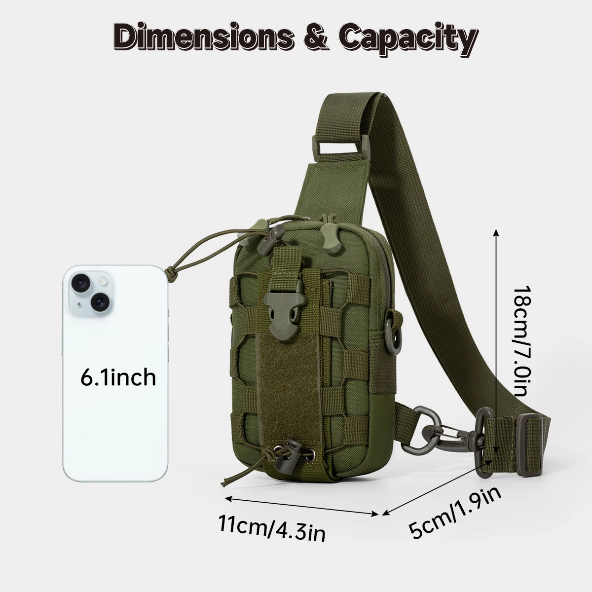 Outdoor Tactical Chest Bag Walkie-Talkie Nylon Cloth Bag Outdoor Sports Cycling Fitness Backpack Key Bag Multi-Pocket Bag Student