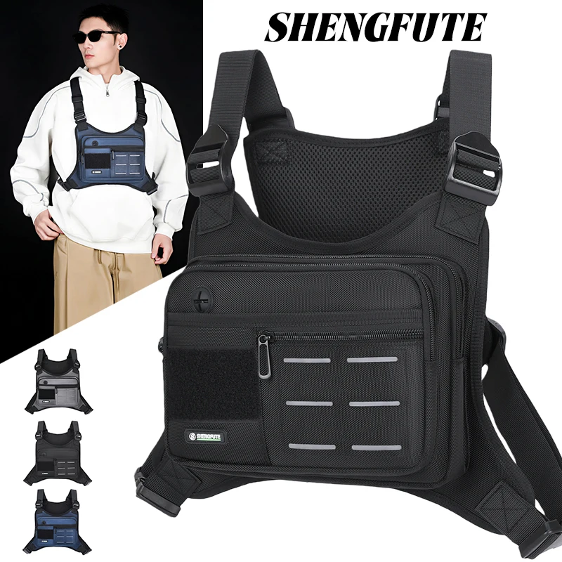 Outdoor Sport Vest Backpack Unisex Lightweight Riding Chest Bag Hip-hop Streetwear Chest Rig Bag Man Hiking Camping Vest Pocket