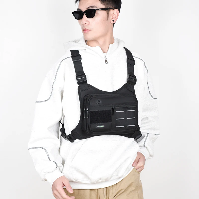 Outdoor Sport Vest Backpack Unisex Lightweight Riding Chest Bag Hip-hop Streetwear Chest Rig Bag Man Hiking Camping Vest Pocket