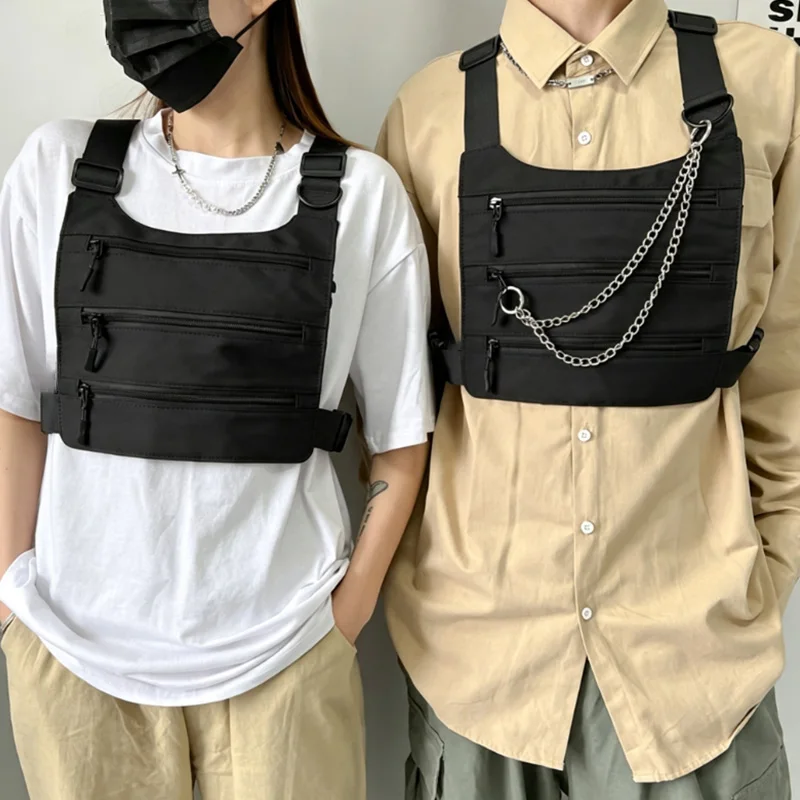 Outdoor Sport Vest Backpack Unisex Lightweight Riding Chest Bag Hip-hop Streetwear Chest Rig Bag Man Hiking Camping Vest Pocket