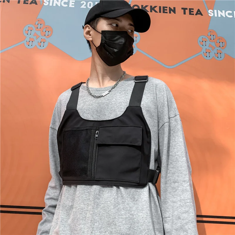 Outdoor Sport Vest Backpack Unisex Lightweight Riding Chest Bag Hip-hop Streetwear Chest Rig Bag Man Hiking Camping Vest Pocket