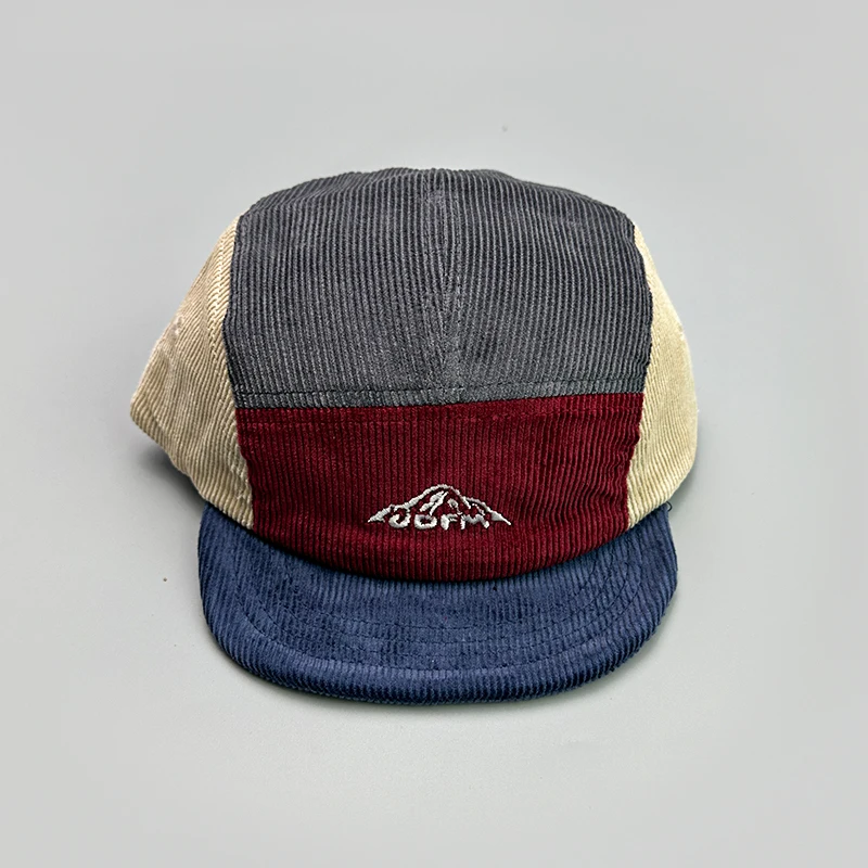 Japanese Embroidery Color Block Baseball Hats New Unisex Corduroy Breathable Retro Sunshade Versatile Street Fashion Peaked Caps
