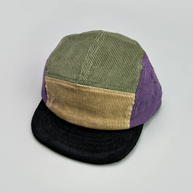 Japanese Embroidery Color Block Baseball Hats New Unisex Corduroy Breathable Retro Sunshade Versatile Street Fashion Peaked Caps
