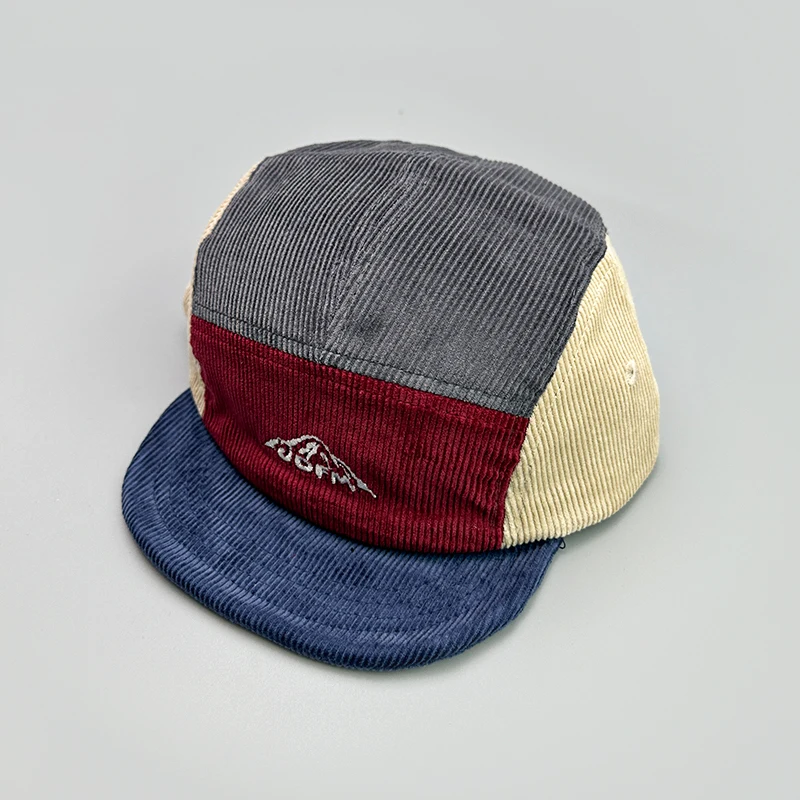 Japanese Embroidery Color Block Baseball Hats New Unisex Corduroy Breathable Retro Sunshade Versatile Street Fashion Peaked Caps