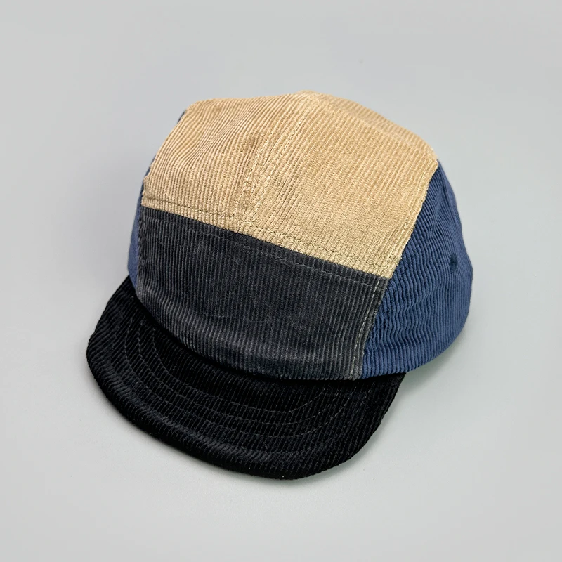 Japanese Embroidery Color Block Baseball Hats New Unisex Corduroy Breathable Retro Sunshade Versatile Street Fashion Peaked Caps