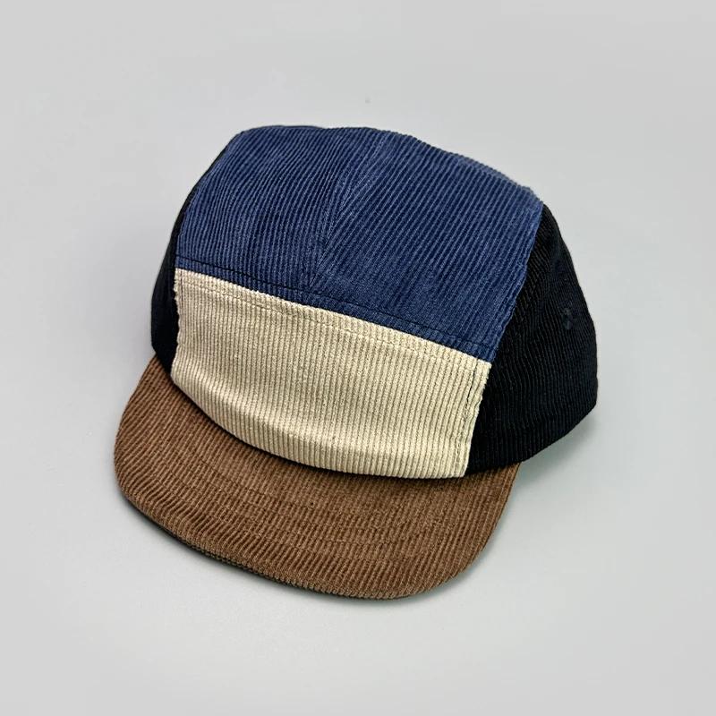 Japanese Embroidery Color Block Baseball Hats New Unisex Corduroy Breathable Retro Sunshade Versatile Street Fashion Peaked Caps