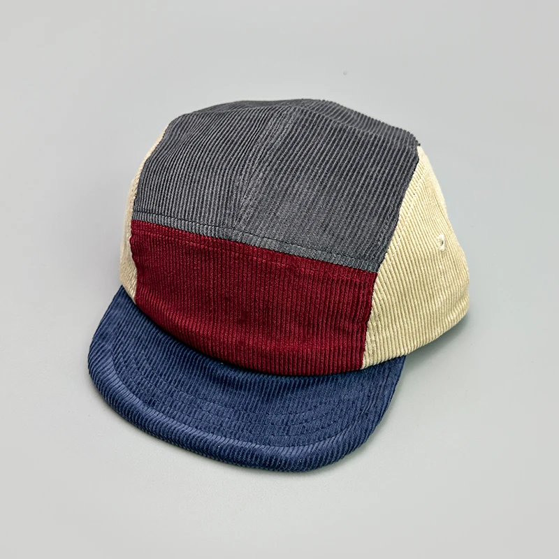Japanese Embroidery Color Block Baseball Hats New Unisex Corduroy Breathable Retro Sunshade Versatile Street Fashion Peaked Caps