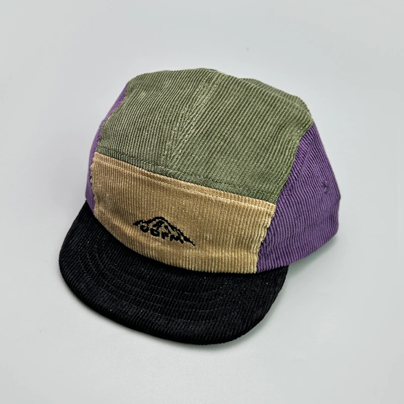 Japanese Embroidery Color Block Baseball Hats New Unisex Corduroy Breathable Retro Sunshade Versatile Street Fashion Peaked Caps