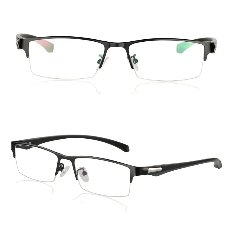 Anti-blue Light Photochromic Far Sight Glasses Business Metal Half Frame Reading Glasses Men High-definition Presbyopia Glasses
