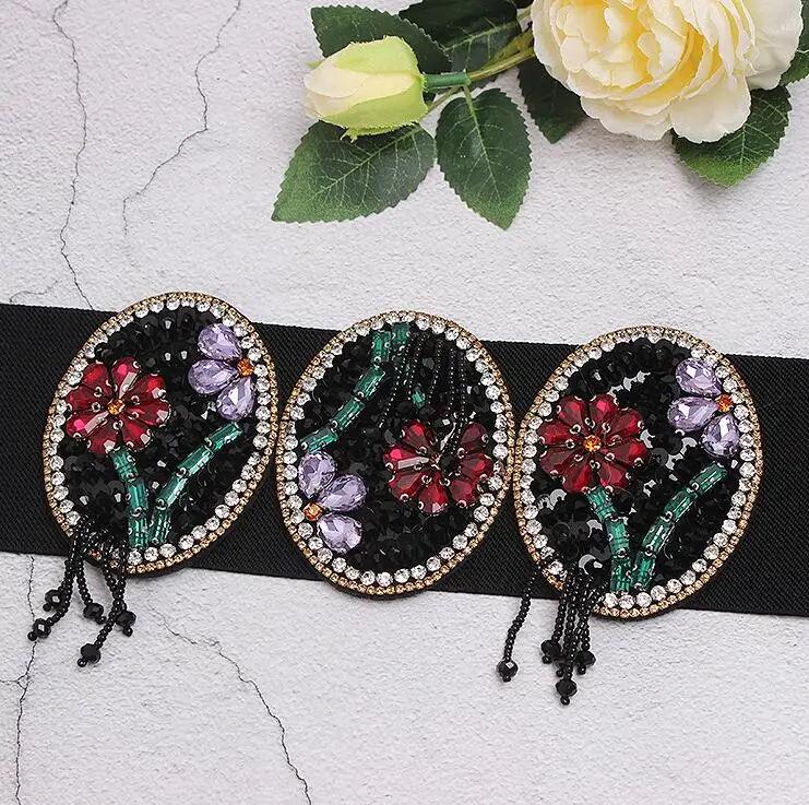 Women's Runway Fashion Blingbling Rhinestone Beaded Cummerbunds Female Dress Corsets Waistband Belts Decoration Wide Belt R2419