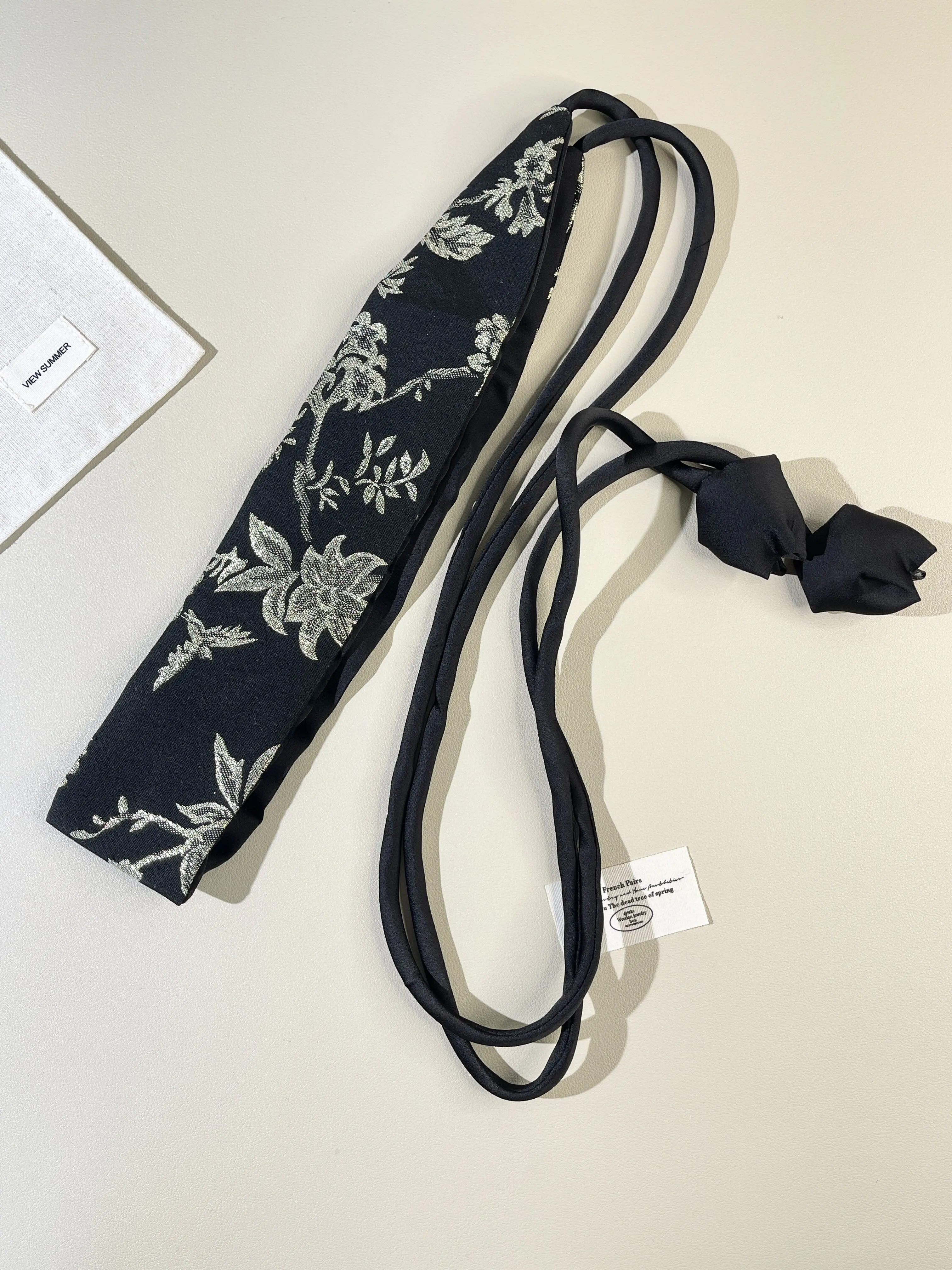 New Chinese Style Floral Jacquard Fabric Obi Belt For Women Self Tie Cincher With Flower Buds For Hanfu Dresses Coats Suits Chic