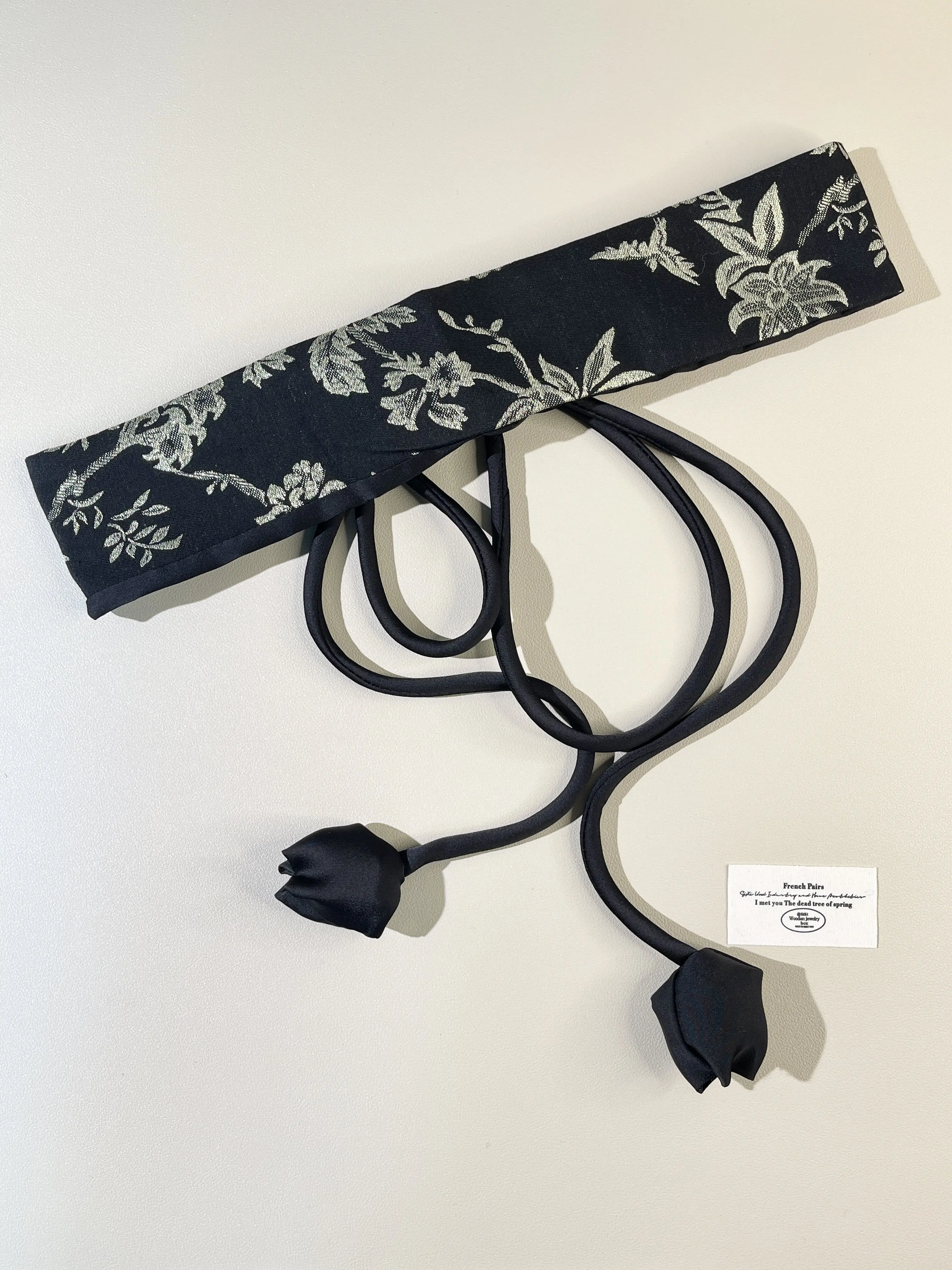 New Chinese Style Floral Jacquard Fabric Obi Belt For Women Self Tie Cincher With Flower Buds For Hanfu Dresses Coats Suits Chic