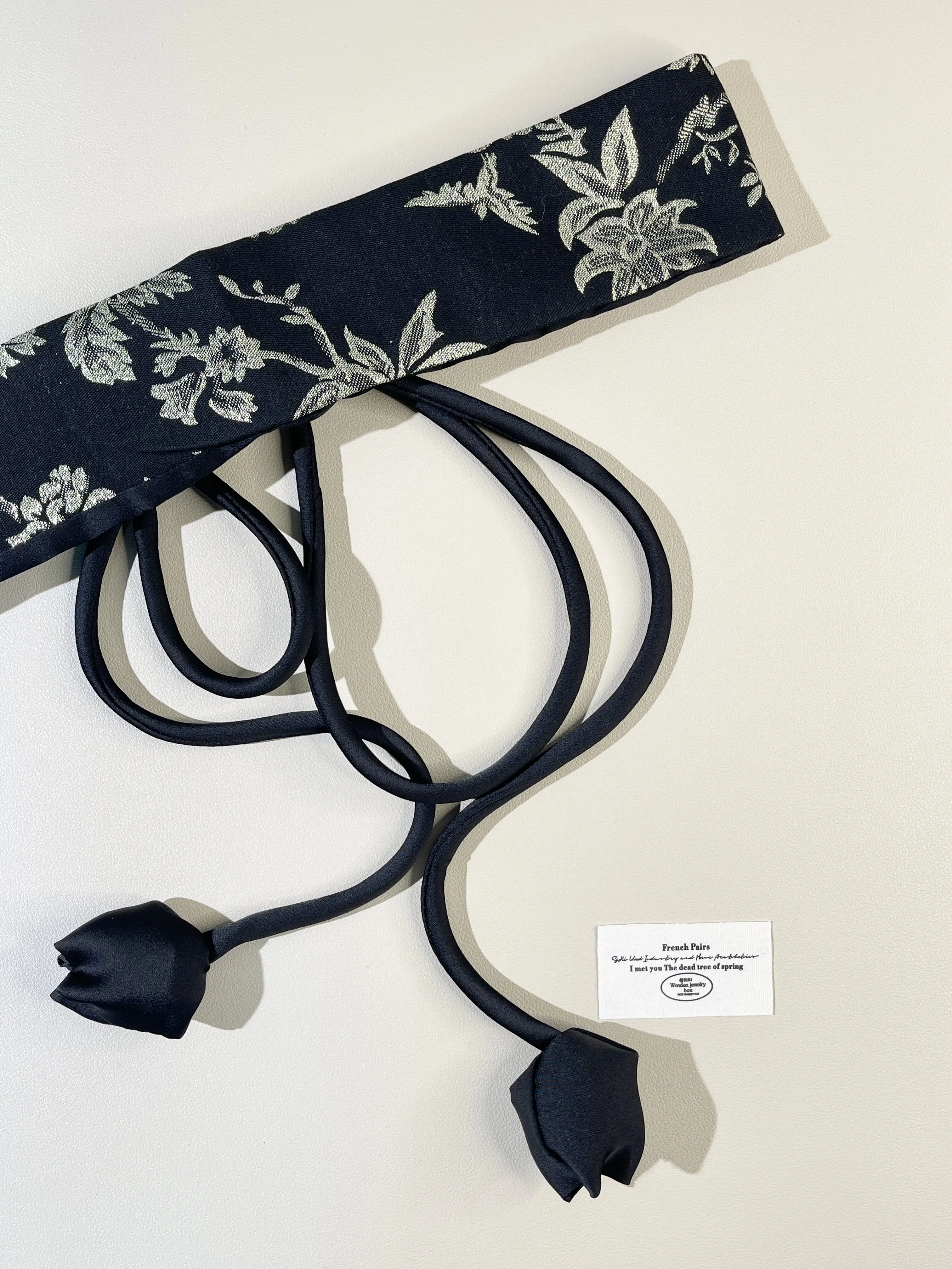 New Chinese Style Floral Jacquard Fabric Obi Belt For Women Self Tie Cincher With Flower Buds For Hanfu Dresses Coats Suits Chic