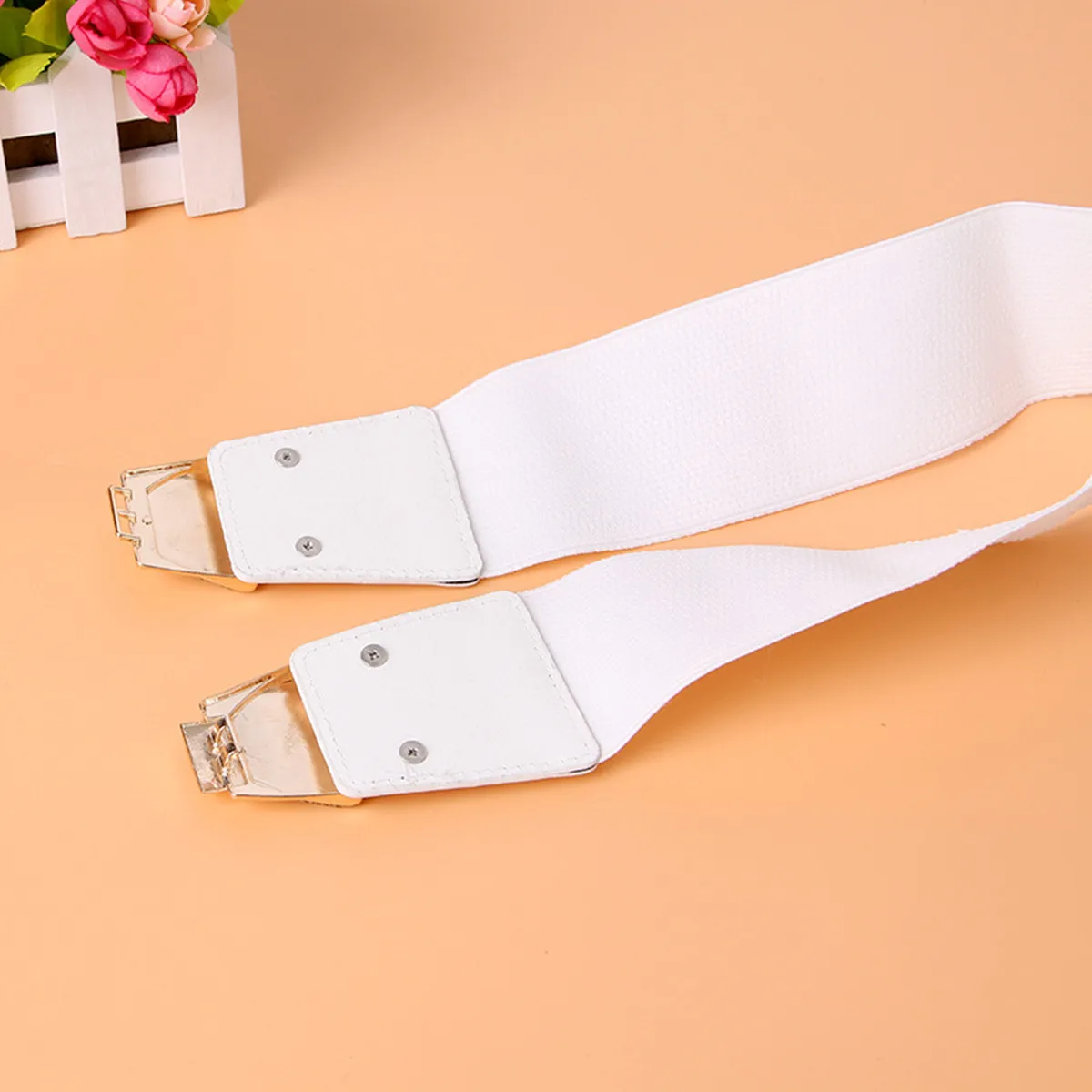 Elegant Wide Waistband with Rhinestone Bow Knot Buckle Elastic Corset Belt for Women Dress Waist Decoration