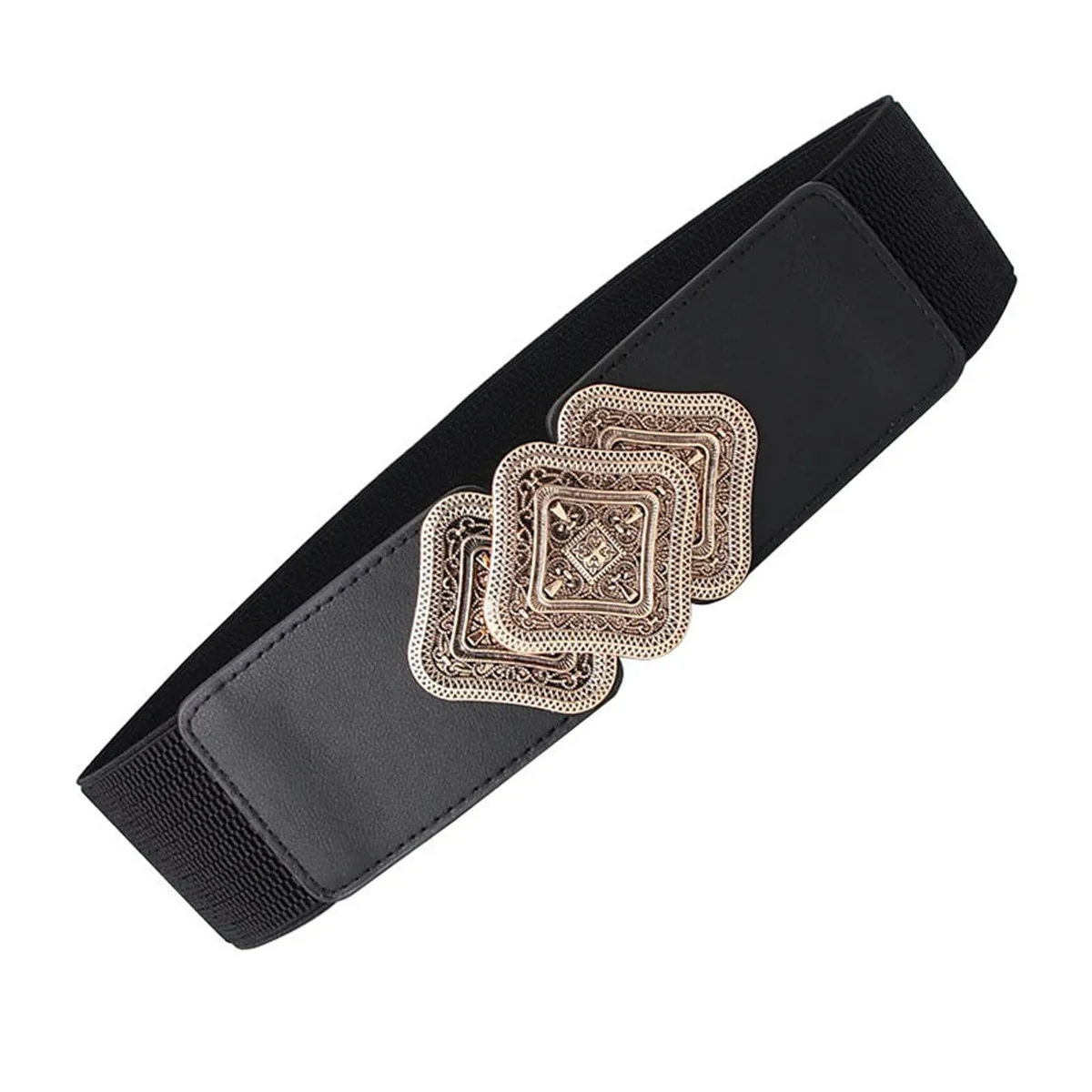 Fashion Wide Black Cummerbund Simple Elastic Waistband for Girls Party Dress Accessory Heart Decor Lady's Fashion Promotion