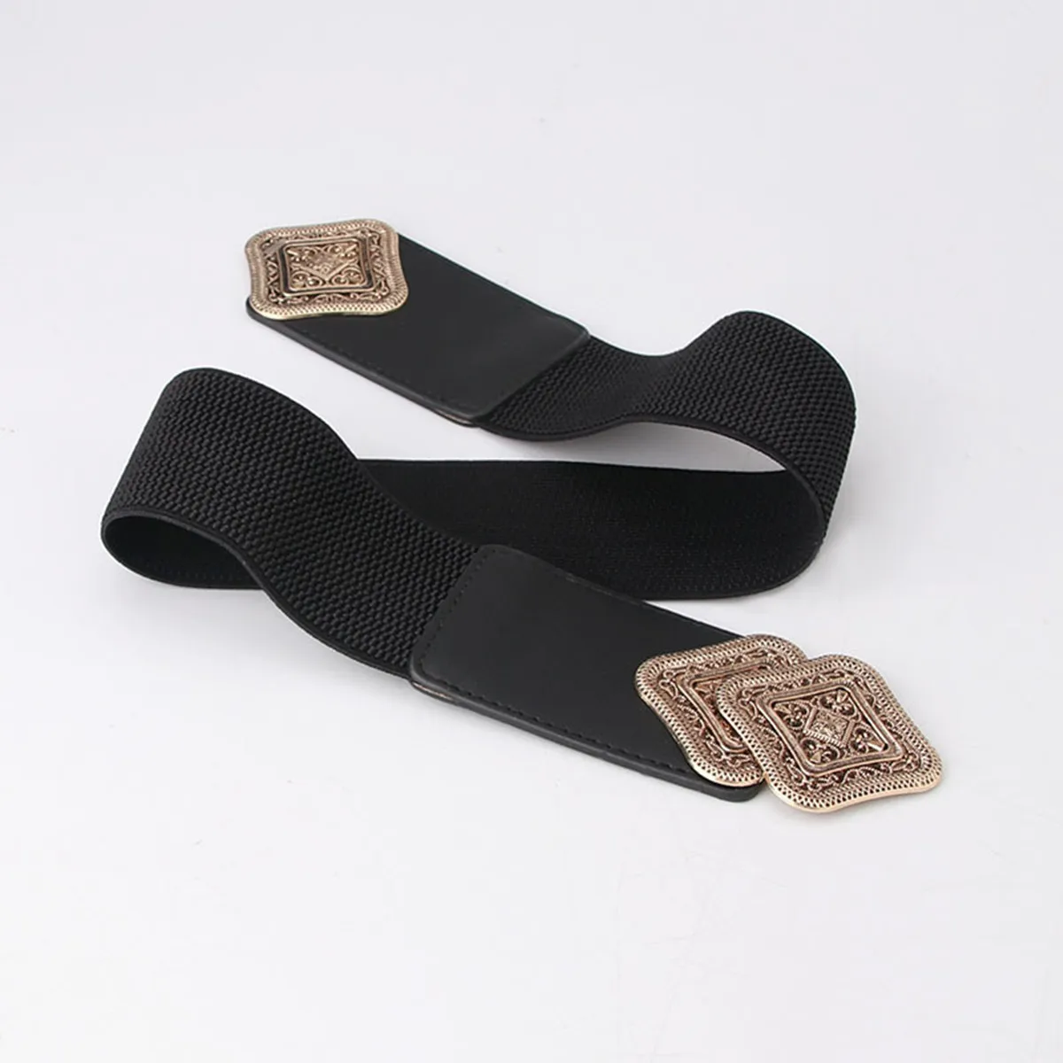Fashion Wide Black Cummerbund Simple Elastic Waistband for Girls Party Dress Accessory Heart Decor Lady's Fashion Promotion