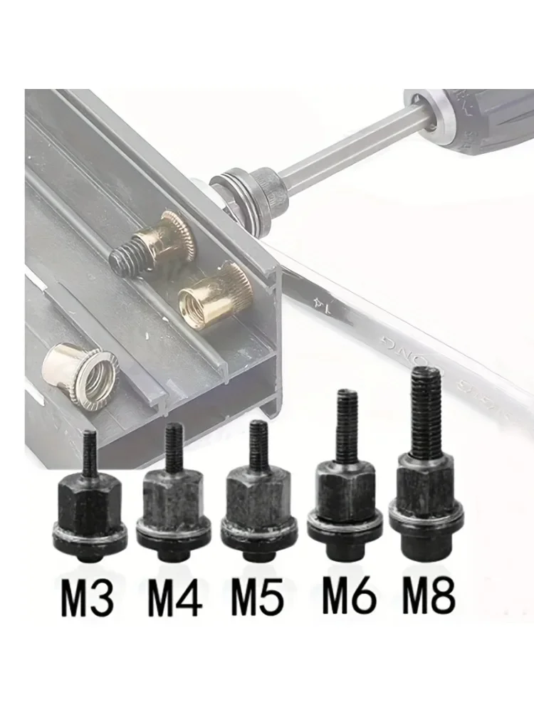 5pcs M3 + M4 + M5 + M6 + M8 Hand Rivet Nut Gun Head Nuts Simple installation Riveter Rivnut Tool Accessory For Nuts