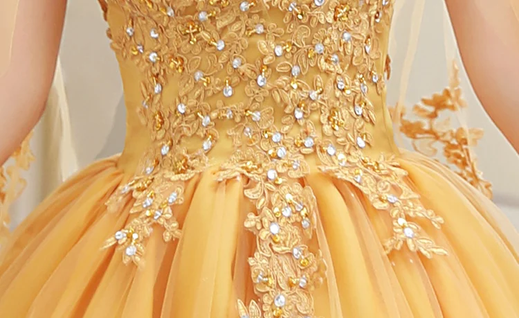 New Gold Embroidery Long Puffy Dress Host Performance Graduation Dress Birthday Party Bride Bridesmaid Dress Prom Dresses