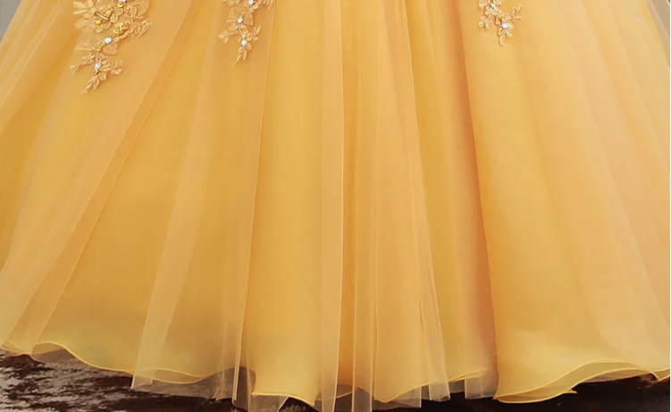 New Gold Embroidery Long Puffy Dress Host Performance Graduation Dress Birthday Party Bride Bridesmaid Dress Prom Dresses