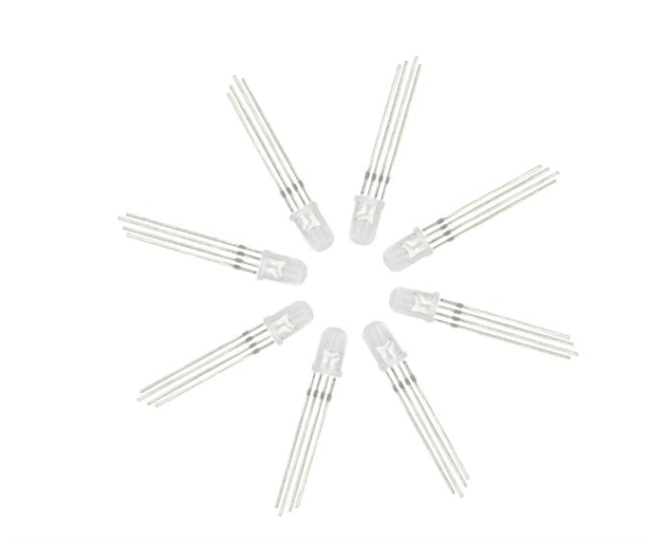 50PCS 5MM High Brightness Full Color LED Light Emitting Diode Four Pin Red Green Blue Three Color RGB Seven Color Light