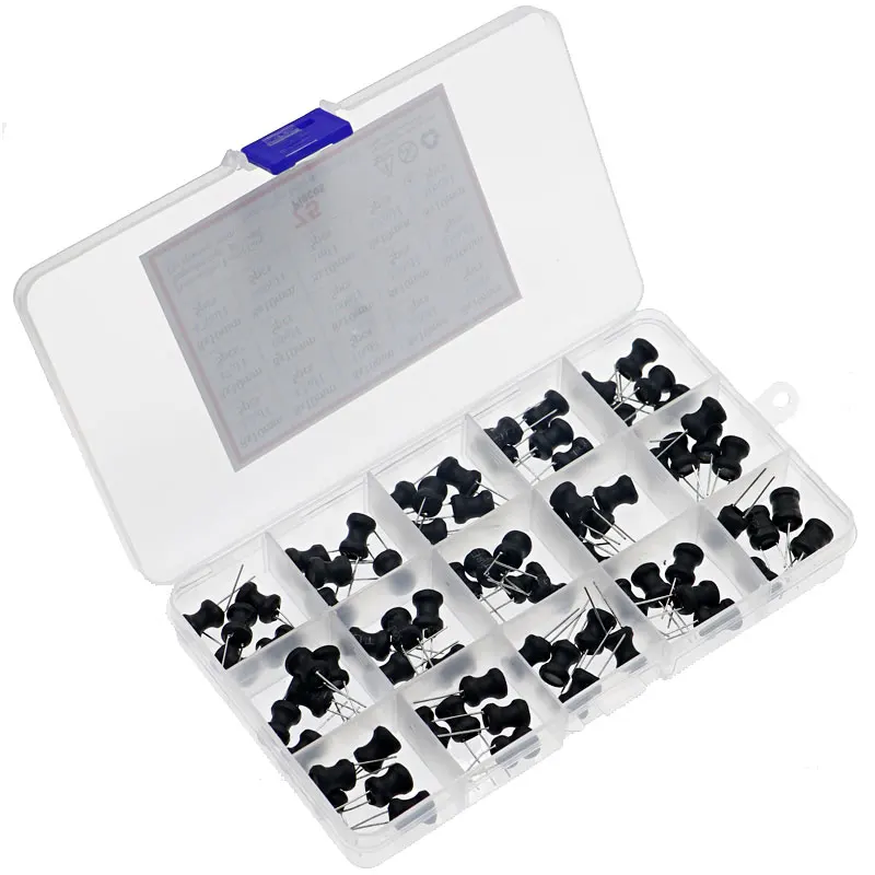 75pcs/Box 8 x 10mm cylindrical Power Inductor Kit 2.2UH 4.7UH 10UH 22UH 33UH 47UH 68UH 100UH 220UH 330uh 470uh 680uh 1MH 10MH