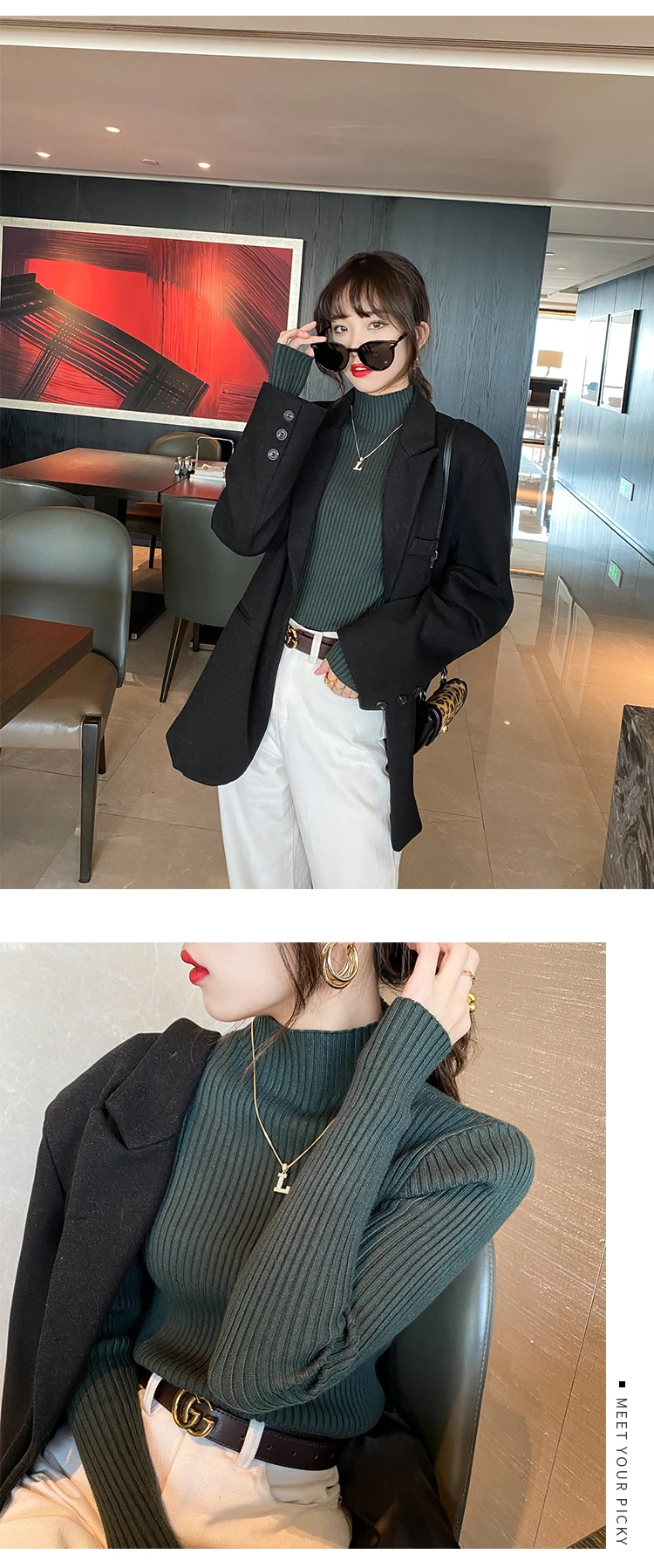 Winter Long Sleeve Mock Neck Knitted Women Sweater Pullover Slim Knit Sweater Women Tops Blusas Mujer De Moda 2024 Blusa J995