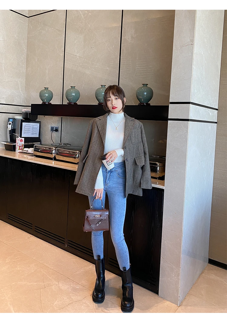 Winter Long Sleeve Mock Neck Knitted Women Sweater Pullover Slim Knit Sweater Women Tops Blusas Mujer De Moda 2024 Blusa J995