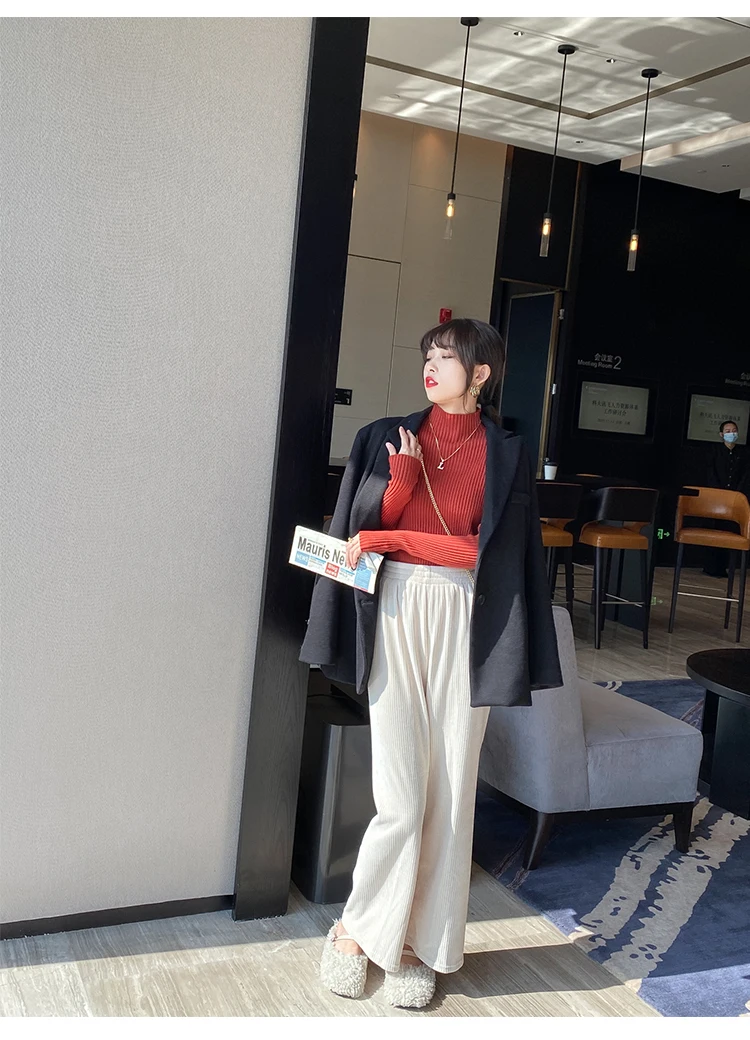 Winter Long Sleeve Mock Neck Knitted Women Sweater Pullover Slim Knit Sweater Women Tops Blusas Mujer De Moda 2024 Blusa J995