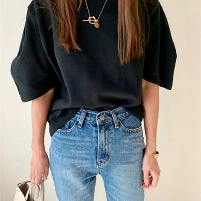 Cotton 2024 New Summer T Shirt Women Elasticity Woman Clothes Oversize Tops Pink White Tshirt Loose Maxi Female Short Sleeve Tee