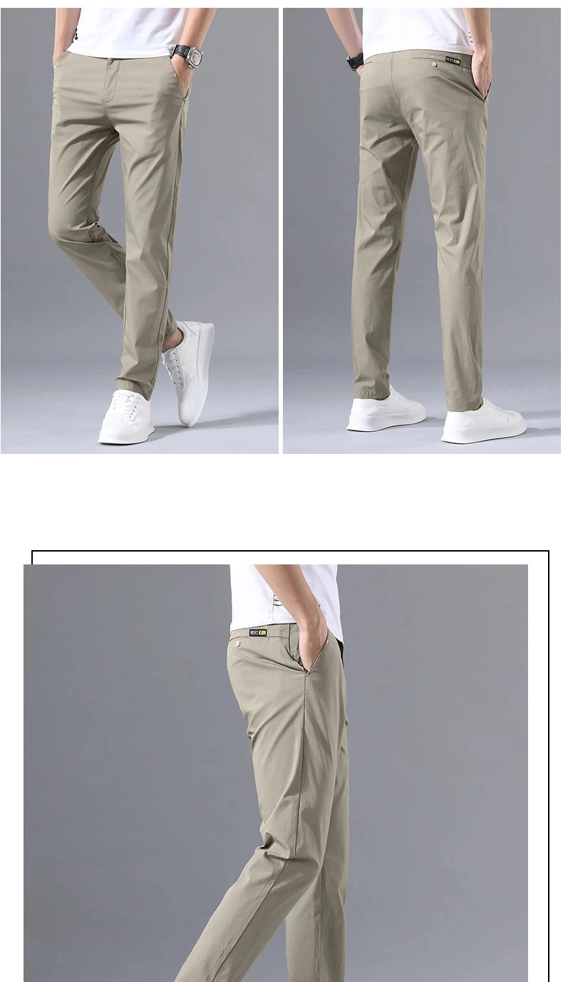 2025 Spring Autumn Thin Slim Men Casual Pants Classic Business Cotton Stretch Golf Trousers Korean Fashion Male Clothing Pants