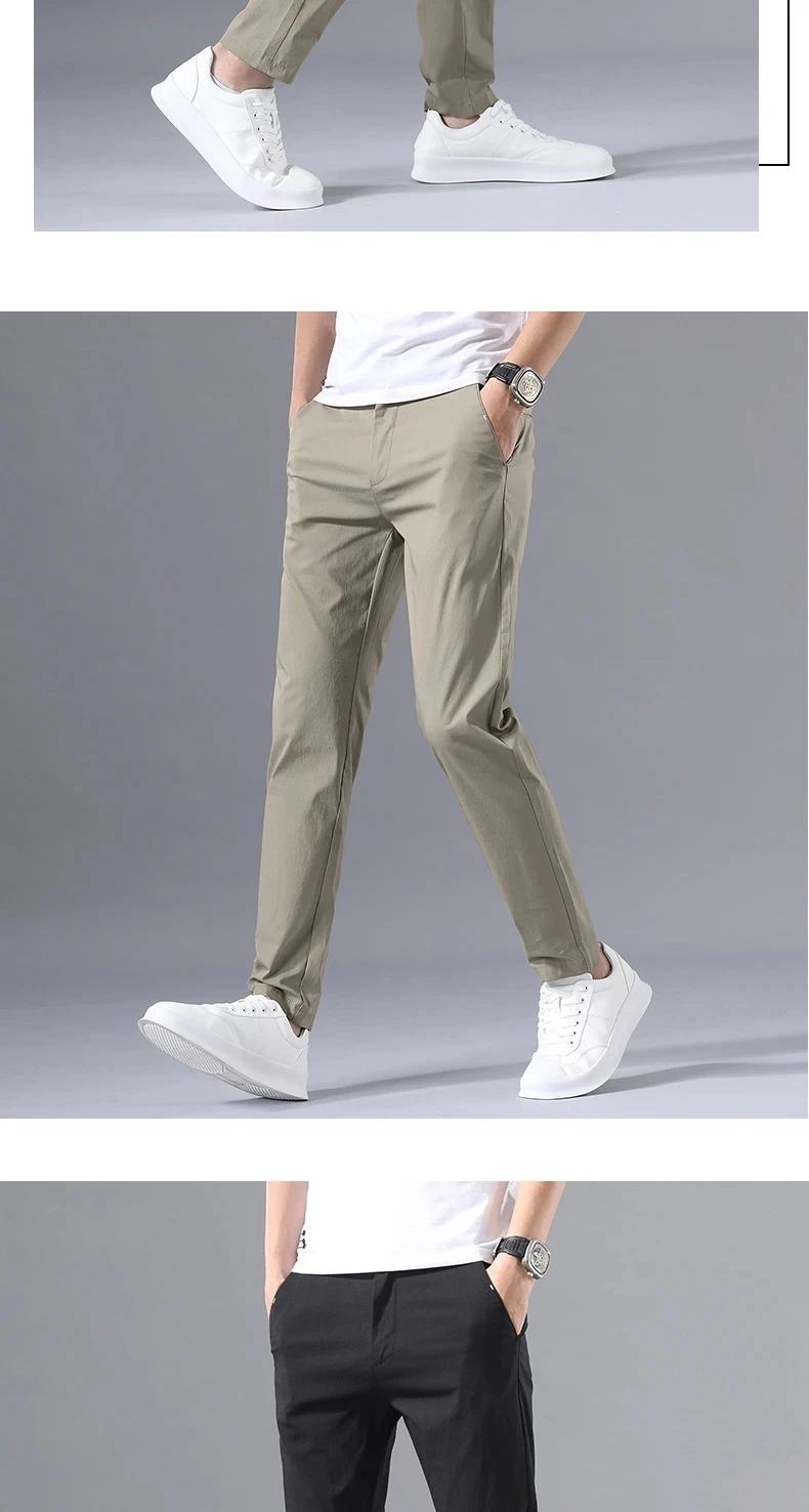 2025 Spring Autumn Thin Slim Men Casual Pants Classic Business Cotton Stretch Golf Trousers Korean Fashion Male Clothing Pants
