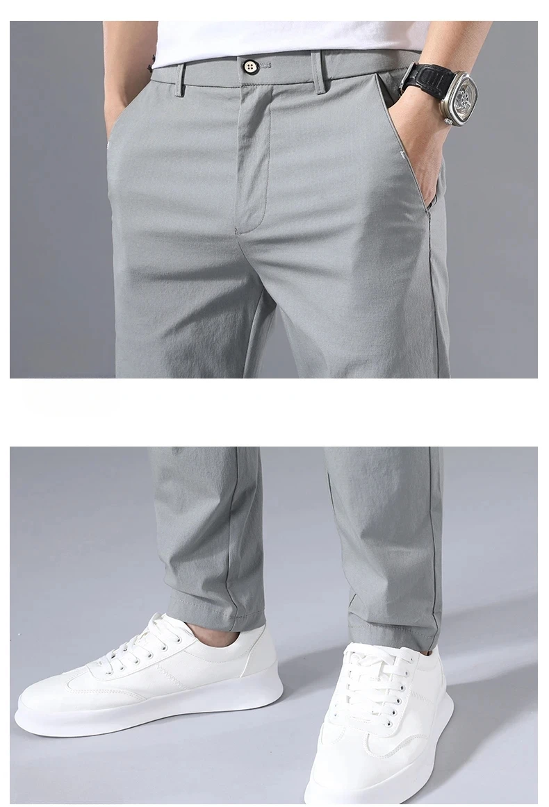 2025 Spring Autumn Thin Slim Men Casual Pants Classic Business Cotton Stretch Golf Trousers Korean Fashion Male Clothing Pants