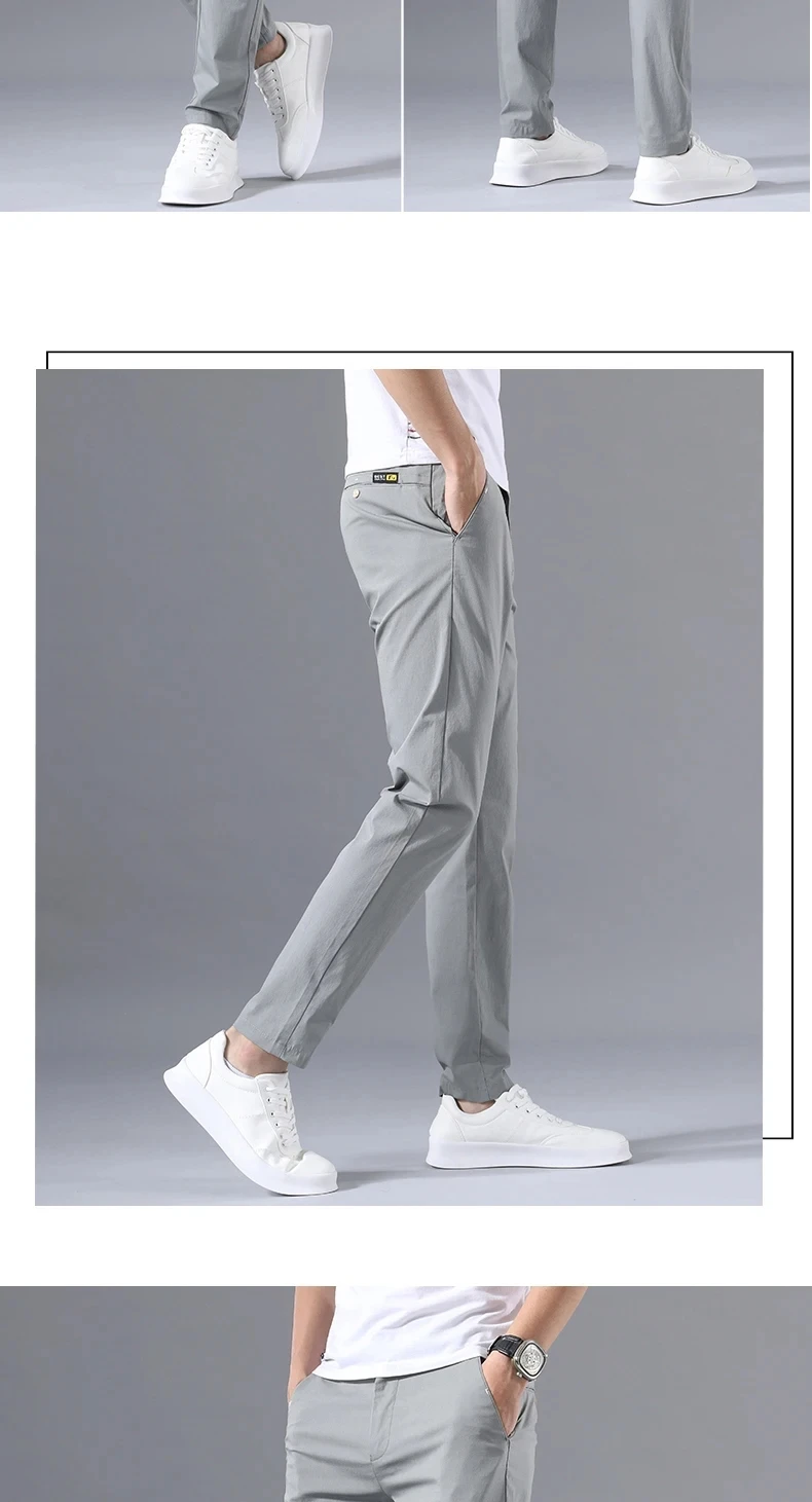 2025 Spring Autumn Thin Slim Men Casual Pants Classic Business Cotton Stretch Golf Trousers Korean Fashion Male Clothing Pants
