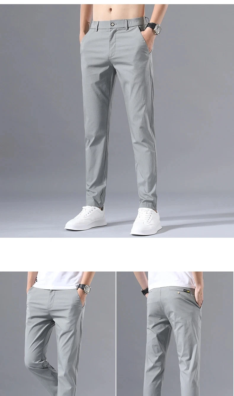2025 Spring Autumn Thin Slim Men Casual Pants Classic Business Cotton Stretch Golf Trousers Korean Fashion Male Clothing Pants