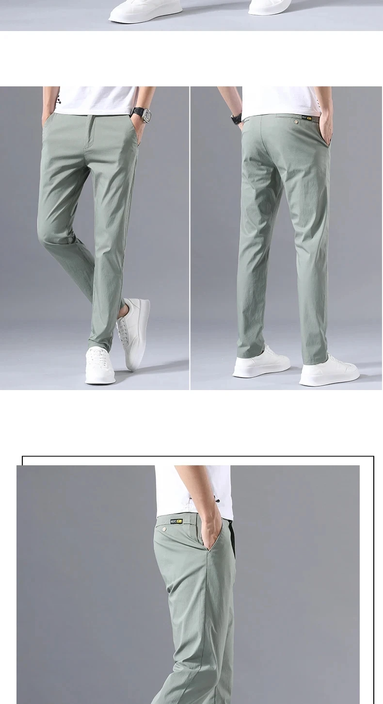 2025 Spring Autumn Thin Slim Men Casual Pants Classic Business Cotton Stretch Golf Trousers Korean Fashion Male Clothing Pants