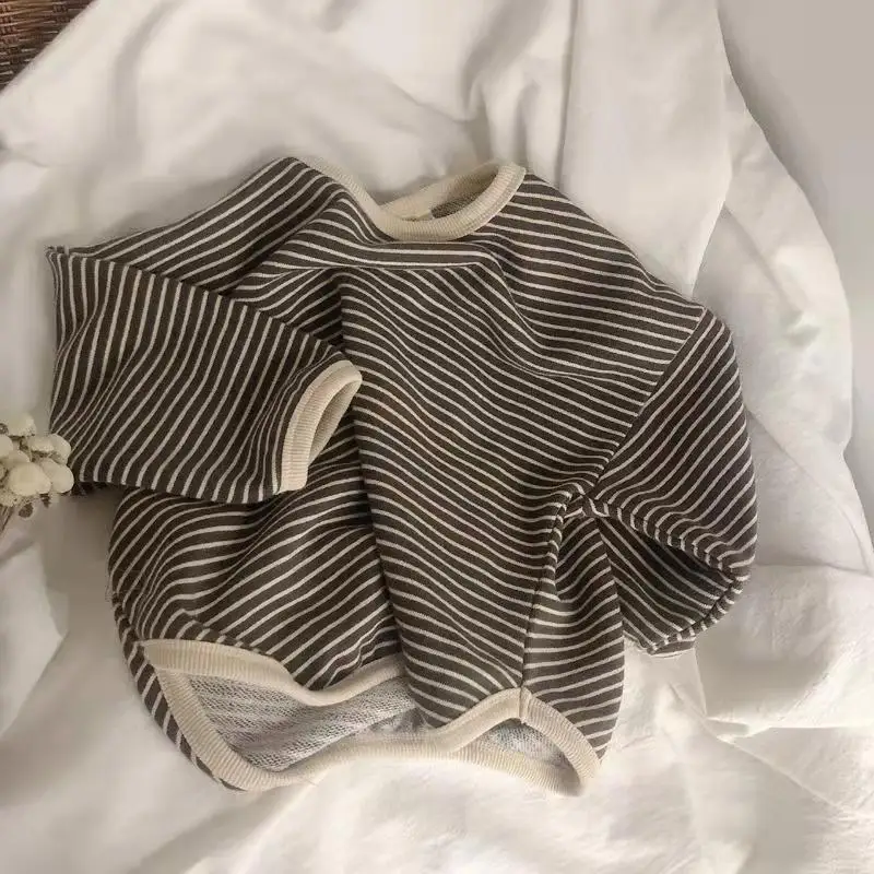 New Autumn Costume Boy Girl Baby Striped Long Sleeve T-shirt Children Cotton Bottoming Shirt Casual Kid Tops Loose Toddler Tees