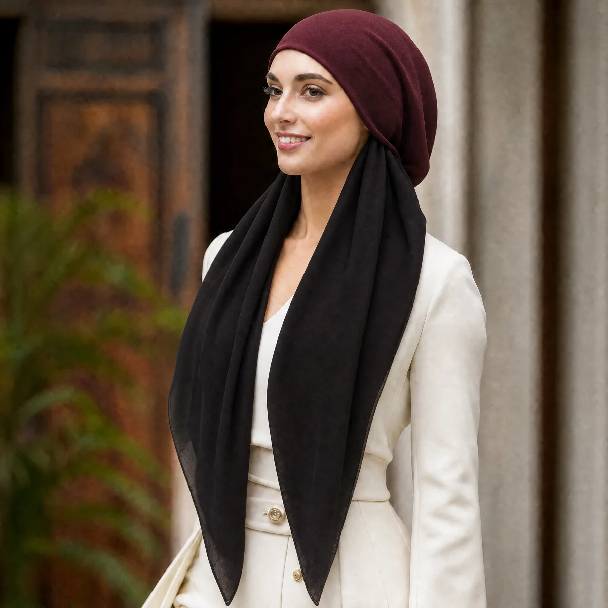Premium Gradient Printed Viscose Instant Hijab Caps For Women Fashion Design Long Soft Elasticity Turban Islam Eid Hijab Caps