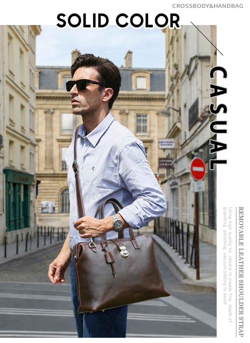 CONTACT'S Genuine Leather Business Bags for Men Metal Frame Doctor Bag Briefcase Shoulder Tote Laptop Bags for 14“ Macbook Pro